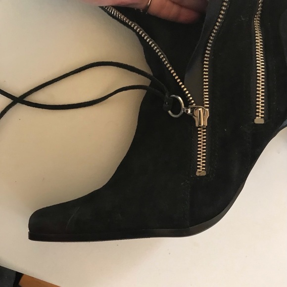 Classified size 10 black boots faux Suede  heeled double zip NWOT - Picture 11 of 13